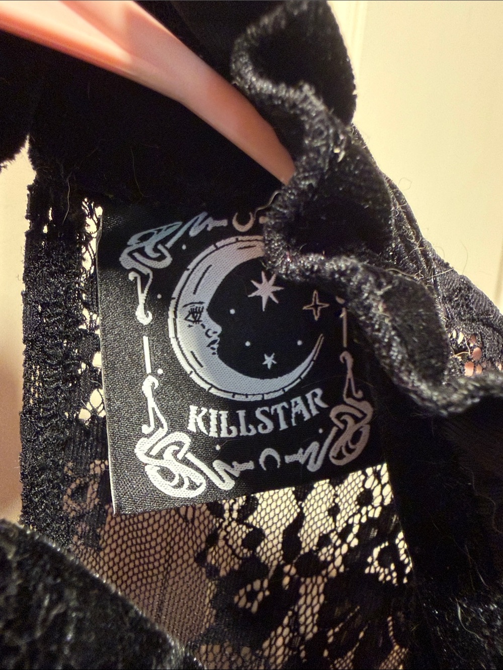 Killstar Black Velvet & Lace High Neck Top - Picture 2 of 3